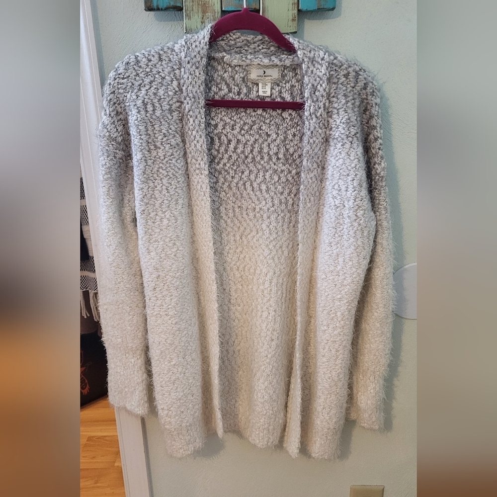 Ruby Moon Gray And Cream Open-Front Cardigan - image 1